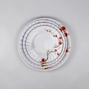 Vajilla Moderna de Melamina con Diseño de Flores Rojas, Plato Hondo y Tazón para Arroz, Apta para Lavavajillas y Microondas, Duradera, Ideal para Fiestas - Product Image 6