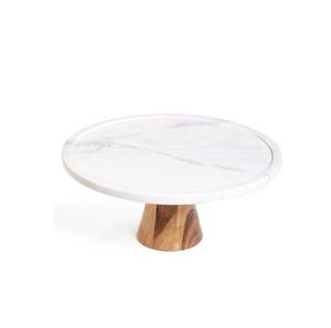 Support à gâteau tendance en marbre blanc de luxe avec piétement en métal doré, présentoir moderne pour desserts, idéal pour les mariages, les fêtes et la décoration de table de pâtisserie. - Product Image 6