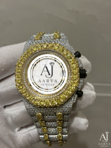 AARVA JEWELS Reloj cronógrafo de lujo para hombre, caja de acero inoxidable, elegante esfera analógica de 43 mm, movimiento de cuarzo con cristal de zafiro, 20 mm - Product Image 1