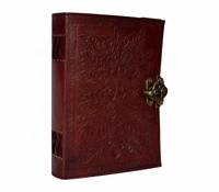 Carnet A4 à spirale personnalisé en cuir véritable, couverture marron, motif Arbre des Amis, Grimoire de sorts et designs, idéal comme cadeau