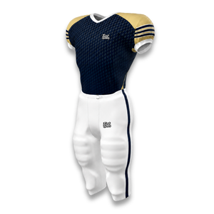 Custom Men's American Football Jersey Set Navy Gold Geometric Print Short Sleeve Fitted Moisture Wicking Apparel - Product Image 4