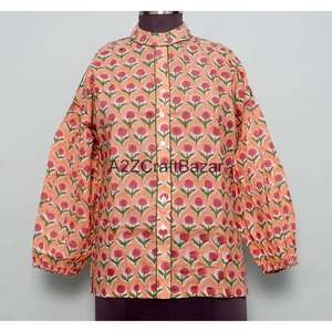 Robe Courte Femme 100% Coton Style Coréen Moderne Ample Décontractée Manches Évasées Col Rond Imprimé Floral Printemps Automne pour Grossistes - Product Image 1