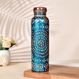 Premium Eco-Friendly <b>Copper</b> Water <b>Bottle</b> Reusable with Lid Gift Box Daily <b>Drinking</b> Home Office Gym School Travel Outdoor Use - Product Image 1