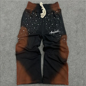 Pantalones Deportivos Morados Degradados para Hombre, Cintura Elástica con Cordón, Estilo Casual Hip-Hop, Holgados, Transpirables, de Pierna Ancha - Product Image 6