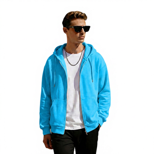 Sudadera con Capucha para Hombre, Color Crema, con Cierre, Estilo Casual, de Felpa, Corte Regular, Color Sólido, para Otoño - Product Image 6