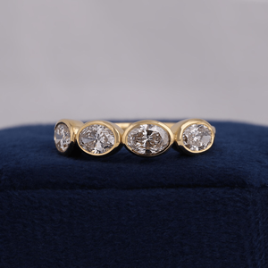 Four Stone Half-Eternity <b>Ring</b> Oval Shape E-F, VVS Lab Grown Diamond Eternity <b>Ring</b> 10K Solid Gold Wedding & Engagement <b>Ring</b> Band - Product Image 1