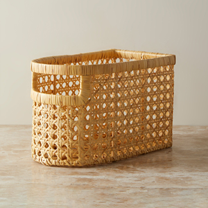 Natural Handwoven Rattan Storage Basket Rectangular <b>Open</b> Design Sustainable Home Organizer Basket Wholesale Bulk Factory Direct - Product Image 1