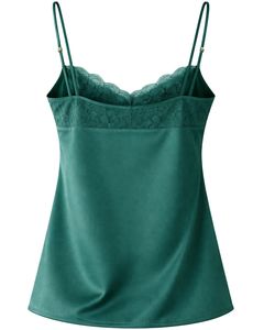 <b>Green</b> Satin Lace Cami Shorts Set Women Sleepwear Pajama Set Sexy Nightwear Summer Soft <b>Silk</b> Lounge Wear Two Piece Outfit - Product Image 6
