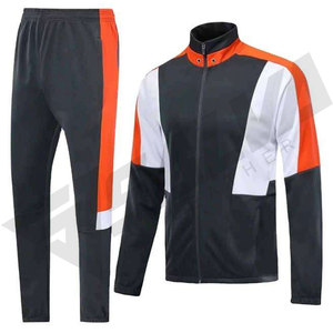Men's Color Blocking Track Suit Set Knitted Polyester Sporty Jacket And Pants With Stand Collar Autumn Wear - Product Image 2