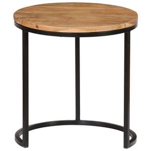 Set di 3 tavolini da caffè in legno di acacia e acciaio, vari toni di legno - Product Image 5