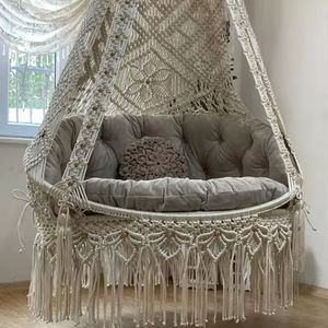 Columpio doble de macramé para patio, Silla hamaca para patio, Columpio de macramé, Columpio colgante, Macramé - Product Image 1