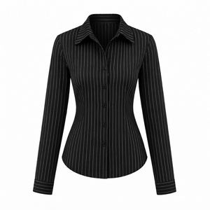 Camisa de Vestir de Manga Larga a Rayas para Hombre, Cuello Camisero, Tela Popelina, Ropa Formal de Otoño - Product Image 3