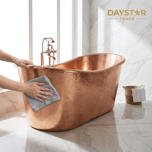 Baignoire autoportante Daystar Trade en cuivre, forme irrégulière, élégante, luxueuse, durable, en métal, sans couvercle, en stock pour adultes - Product Image 3