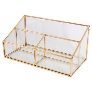 Stylish Metal And Glass Makeup Organizer <b>Case</b> For Lipstick Foundation Skincare And Beauty Accessories Storage - Product Image 4