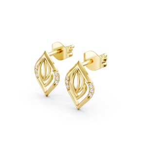 Pendientes de Diamantes de Corte Princesa en Oro Amarillo de Calidad Premium, Elegantes Pendientes de Diamantes de Corte Cuadrado para Mujer, para Bodas - Product Image 4