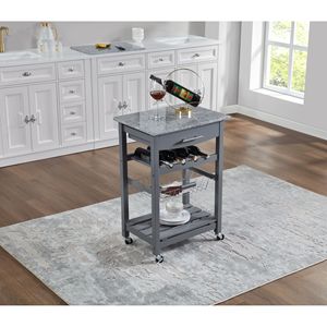 Carrello da Cucina Mobile con Isola, Cassetto e Cesto Portaoggetti Estraibile in Rete - Product Image 5