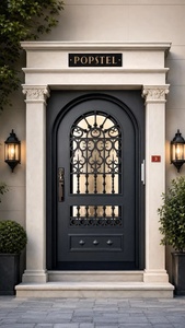 Puerta Principal Moderna de Hierro Forjado Resistente a la Oxidación con Arco Decorativo, Superficie Acabada, Seguridad Antirrobo, Uso Exterior - Product Image 3