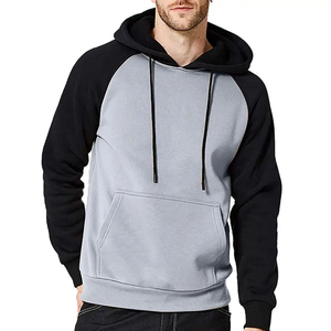 Custom Mens Raglan Sleeve Hooded Sweatshirt <b>Polyester</b> Cotton Fleece Pullover <b>Hoodie</b> with Pocket OEM - Product Image 1
