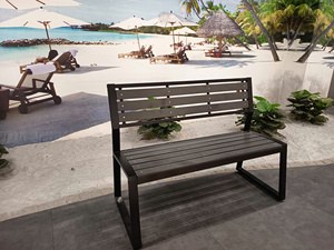 Modern US Style Outdoor Metal Frame Eco-Friendly Durable <b>3</b>-Seater Patio Bench Water Resistant School Hospital Park Villa Gym - Product Image 6