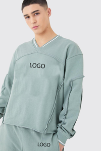เสื้อฮู้ดผู้ชายสีดำและชมพูสดลายทางตัดกันพร้อมโลโก้สั่งทำพิเศษและกางเกงขายาวเข้าชุด ชุดวอร์ม OEM ODM ขายส่งเสื้อผ้า - Product Image 5