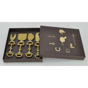 Juego de Cuchillos para Queso de Lujo con Diseño Ecuestre, Caja de Regalo Decorativa, Juego de Cubiertos Dorados para Servir Queso, 4 Piezas, Último Diseño de Estribo - Product Image 3