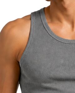 Camiseta sin mangas de algodón gris jaspeado para hombre, ajustada, sin mangas, para gimnasio, informal, de verano, atlética, para culturismo, personalizada por el fabricante - Product Image 3
