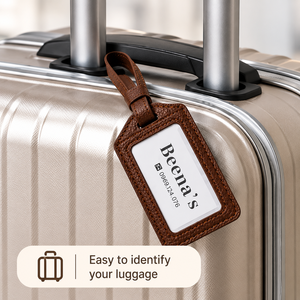 Étiquette de bagage personnalisée en cuir de vachette véritable avec logo, élégante et portable, idéale comme cadeau de voyage - Product Image 4