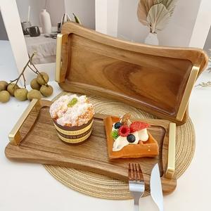 Plateau de rangement et de service élégant en bois avec design incurvé lisse, poignée facile à saisir, idéal pour servir des fruits et des collations, parfait pour la décoration de la cuisine. - Product Image 4