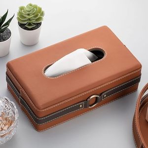 Boîte à mouchoirs rectangulaire en cuir faite à la main, distributeur de serviettes en papier, support pour salle de bain, maison, bureau et restaurant - Product Image 5