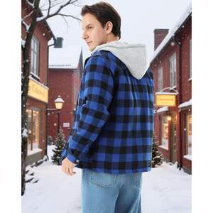 Chemise en flanelle vintage pour homme 2025, veste en coton à carreaux avec capuche, doublure en polaire, fermeture éclair, teinte et enduite, tailles XS à 5XL incluses - Product Image 5