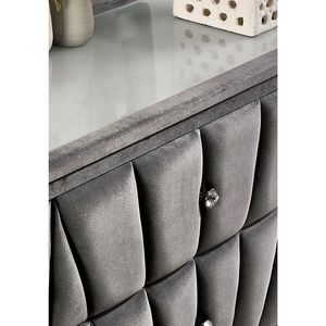 Comodino Rivestito in Tessuto Grigio con 2 Cassetti - Product Image 4