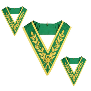 Collier de Franc-Maçonnerie de Qualité Supérieure, Grade Grand Rang Allié, Plaqué Or avec Ruban Vert, Vente en Gros - Product Image 6