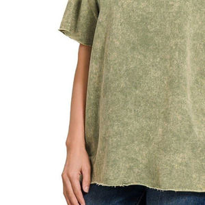 Camiseta de Mujer con Lavado Ácido, Calidad Premium, Lona Ligera, Transpirable, de Secado Rápido, Corte Holgado, Estilo Casual Urbano, OEM, 100% Algodón - Product Image 5