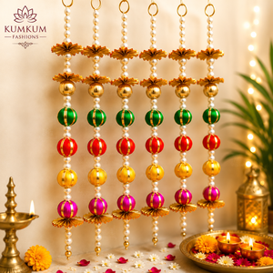 Guirlandes décoratives multicolores légères faites à la main avec pompons et pampilles Gotta Patti pour mariage indien, Noël, Haldi, Mehndi - Product Image 3