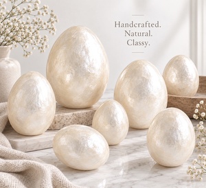 Ornements d'œufs de Pâques en coquille de capiz faits à la main en gros pour décorations et événements de fête de Pâques - Product Image 5