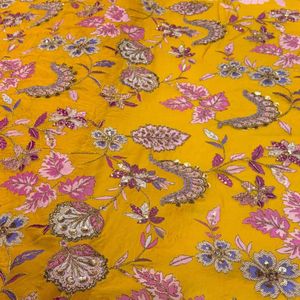 Tela de Lujo con Patrón Floral de Lentejuelas Bordadas en Georgette de Viscosa Pura para Niñas y Niños, Ligera y Elegante - Product Image 6