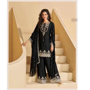 Magnifique costume Reyna Palazzo fabriqué en tissu Chinon avec une séquence de broderie exquise et un travail de fil tenue de fête idéale - Product Image 1
