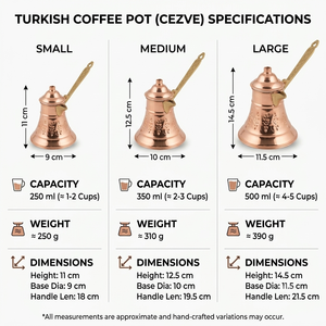 Cafetera Turca Tradicional de Cobre en Forma de Campana con Tapa Integrada, Cezve, Briki Griega para Estufa, Asa de Latón con Grabado Floral - Product Image 6