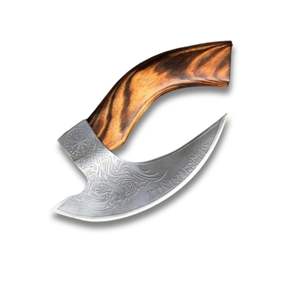 Hache à pizza de style Viking, lame en acier inoxydable faite à la main, coupe-légumes multi-lames, manche en bois de rose, hache de qualité industrielle DIY OEM - Product Image 1