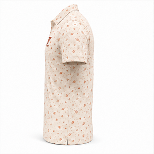 Polo pour homme Trackstar, crème, imprimé planètes célestes, manches courtes, col boutonné, chemise de golf, logo personnalisé - Product Image 3