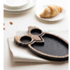 Bandeja de Madera Premium para Servir Aperitivos con Dos Compartimentos para Tazones |   Tabla de presentación de aperitivos hecha a mano, moderna, para mesa - Product Image 2