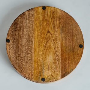 Round Mango Wood Serving Tray For Bar Restaurant Hotels High Quality With Handle Decorative Serving Platter Ottoman Wooden Trays - Product Image 4