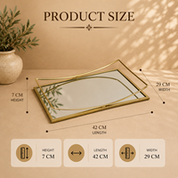 Koninklijke gouden roestvrijstalen spiegel serveerschaal met modern geometrisch handvat, premium presentatieschaal voor thuisdecoratie