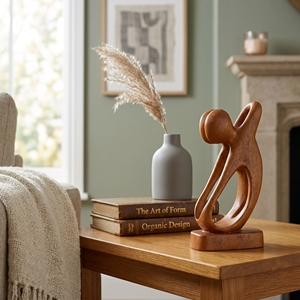 Pequeña Estatua de Madera, Figura Abstracta de Pareja Abrazándose, Escultura Humana Hecha a Mano en Bali, Decoración Romántica para el Hogar - Product Image 3