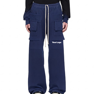Custom Printed Logo 100% Cotton Oversized Baggy Style Cargo Pockets Sweatpants Fashionable <b>Elastic</b> <b>Waistband</b> Joggers For Men - Product Image 4