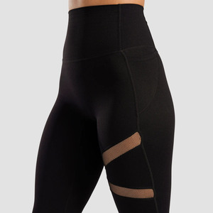 Leggings de sport taille haute pour femmes avec empiècements en maille, pantalons de yoga fitness extensibles, vêtements de sport d'entraînement, leggings d'entraînement OEM ODM en gros - Product Image 2