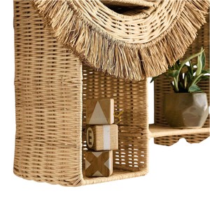 Lion Elephant Rattan <b>wall</b>-<b>mounted</b> <b>shelf</b> for kids Woven Floating Storage Rack Boho Nursery <b>Wall</b> Decor Storage Display <b>Shelf</b> Pack - Product Image 4