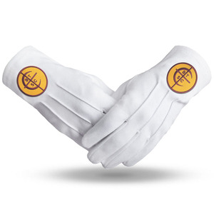 Guantes Deportivos Masónicos de Algodón Blanco con Logotipo Amarillo Impreso por Transferencia de Calor, Largura hasta la Muñeca, Estilo Sencillo, para Primavera y Otoño - Product Image 1