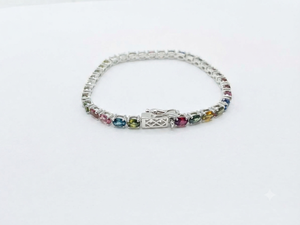 Pulsera de tenis de plata de ley 925 para mujer con gemas de corte ovalado multicolor de alta calidad, joyería fina de moda, regalo Gigli Rigli Gems - Product Image 2