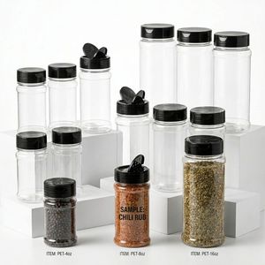 Cylindrical PET Plastic Container with Black Flapper <b>Shaker</b> Lid for <b>Salt</b> Pepper Seasoning Food Packaging Vietnam Factory - Product Image 5